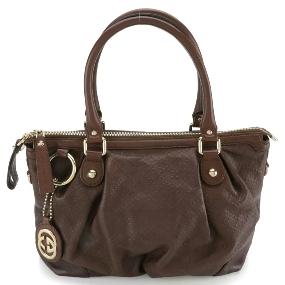 Gucci Brown Leather Shoulder Bag with Gold Hardware